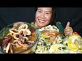 ADOBONG PUSIT, GINATAANG PAPAYA, PINANGAT NA AYUNGIN DAGAT| MUKBANG