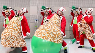 巨大風船を新スカートの中に入れて割れるまで膨らませてみたクリスマス！ vol.6 Balloon Popping New Dress Panic in Chrismas 2024 vol.6