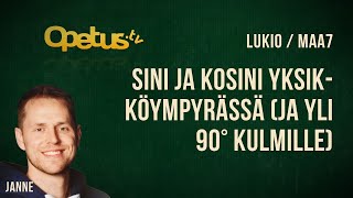 Sini ja kosini yksikköympyrässä (ja yli 90° kulmille)