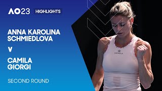 Anna Karolina Schmiedlova v Camila Giorgi Highlights | Australian Open 2023 Second Round