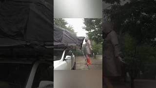 Solo Camping in Rain storm with Rooftop tent Cozy relaxing rain sound #bushcraft #build #camp #campi