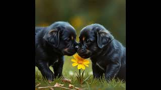 Rotweiler puppies being inquisitive of their surroundings