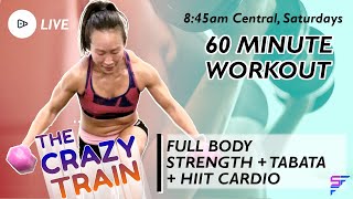 60 MIN FULL BODY STRENGTH + TABATA + HIIT CARDIO - 1 WEIGHT - LIVE WORKOUT 195