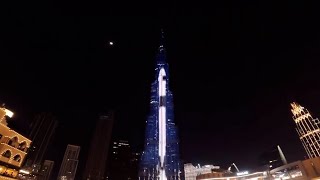 Burj Khalifa Show Sees Rocket take off as Dubai tower Lights up for UAE Astronaut's Mission