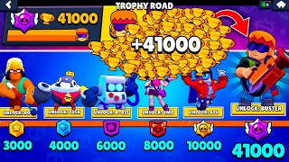 NONSTOP to 41000 TROPHIES Without Collecting TROPHY ROAD + New Brawler BUSTER - Brawl Stars