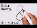 How to draw a cute flower easy from number 8 | How to draw a simple flower design from number 8