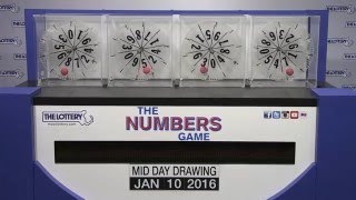 Midday Numbers Game Drawing: Sunday, January 10, 2016
