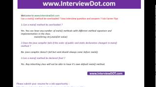 Can a main method be overloaded job java interview questions