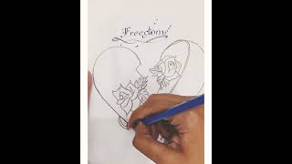 broken heart/freedom/happily free/Drawing/pencil drawing/heart/roses/Drawing of heart break/breakup