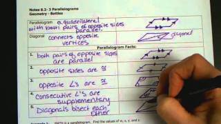 Video Notes 8 2 and 3 Parallelograms