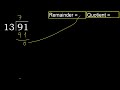 divide 91 by 13 . remainder quotient . division with 2 digit divisors . how to do division