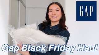 GAP BLACK FRIDAY HAUL | closet staples + try on \u0026 review  💙