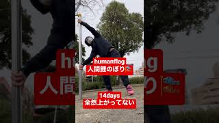 14days humanflagヒューマンフラッグ 人間鯉のぼり workout 習得への道 自重トレ  筋トレ　【general conversation in Japanese】#shorts