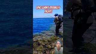 Man vs Monster: Giant Trevally Battle on Rocky Shores! 🎣🔥