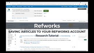 Saving articles with RefWorks