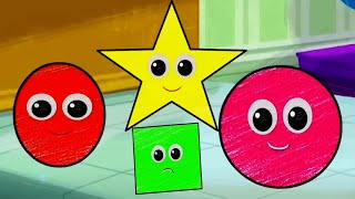 Five Little Shapes Jumping On The Bed, Preschool Rhyme for Kids