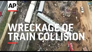 Drone films wreckage of Greece train collision