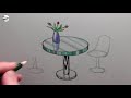 how to draw a round table using perspective narrated