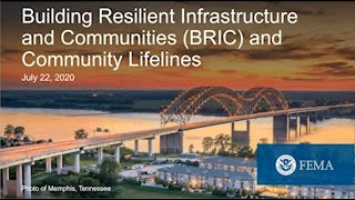 Webinar: Building Resilient Infrastructure and Communities (BRIC) and Community Lifelines