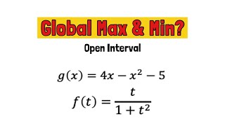 Global Max \u0026 Min on Open Interval: Examples | (Ali BA)