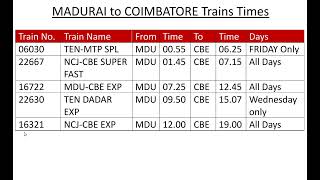 Madurai to Covai |மதுரை டூ கோயம்புத்தூர்  | Time | Way2madurai