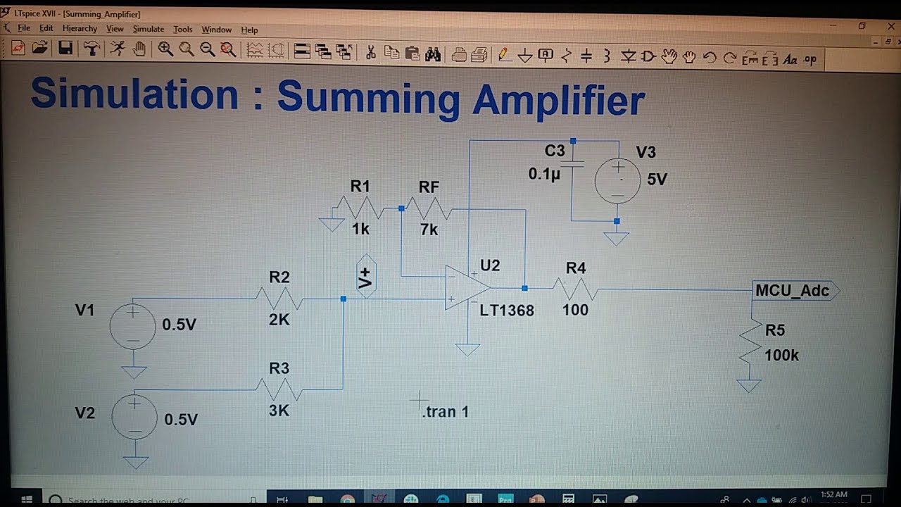 LT Spice- Op-Amp Summing Amplifier Simulation || Design & Simulation Of ...