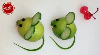Salad Decoration Ideas | Art In Fruit & Vegetable Carving / Garnish Lessons #37 Lemon Mouse Art
