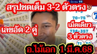 สรุปชุดเต็ม3-2ตัวตรง หวยสัญจร เลขอัด2คู่ ไม้เอก 1มี.คม 2568