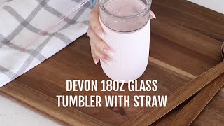 Devon 18oz Glass Tumbler with Straw