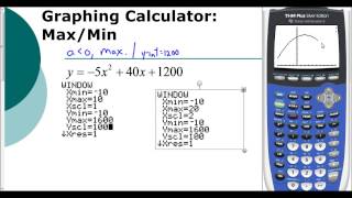 Lesson 5.1 - Finding the Max or Min Using the Graphing Calculator