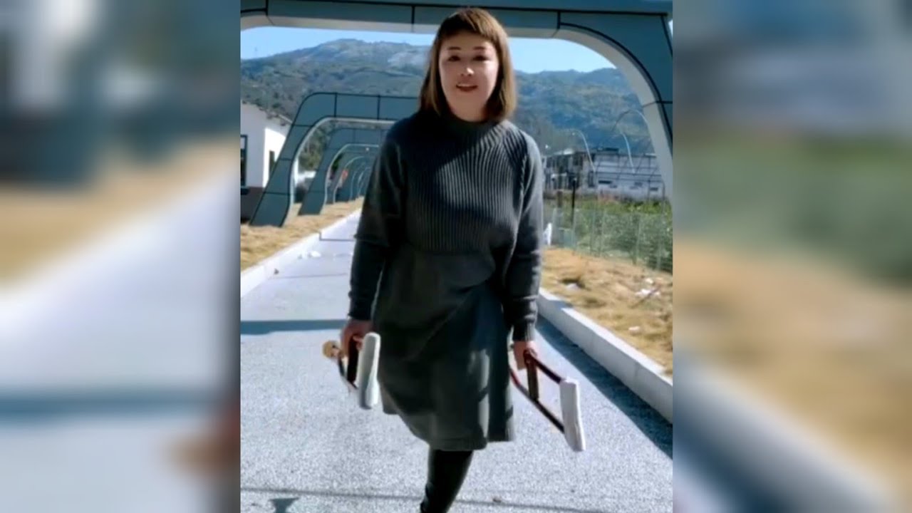 Cute Amputee Girl Hopping While Using Crutches One Legged Beauty Cute Amputee Girl Hopping While Using Crutches One Legged Beauty