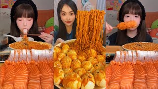 ASMR MUKBANG || KOREAN Noodles Eating challenge 2X Boiled egg 🥚 eating challenge Row fish 🐠 #mukbang