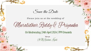 Wedding - Muralidhar Reddy ❤️ Priyanka | Live On 24-04-2024 @ 7PM