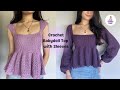 Crochet babydoll top with sleeves tutorial