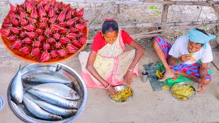 Fresh SEA FISH CURRY and TOK VENDI cooking & eating by our santali tribe couple