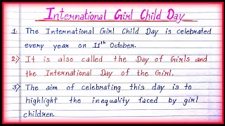 10 Lines on International Girl Child Day in English| International Day for Girl Child|