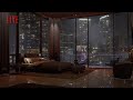 24/7 In An Exclusive Luxury Miami Condo  | Heavy Rain & Thunder | Rain On Window
