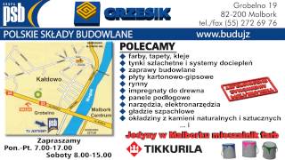 MALBORK HURTOWNIA BUDOWLANA GRZESIK. WYNAJEM SPRZETU BUDOWLANEGO tel. (55) 272 23 27