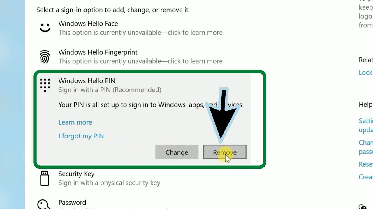 How To Remove Windows Hello Pin From Windows 10 Laptop - YouTube