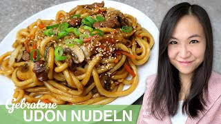 REZEPT: gebratene Udon Nudeln mit Rindfleisch und Gemüse | einfach japanisch kochen