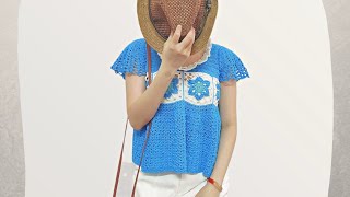 Blue Flower Crochet Blouse #Shorts #easycrochet #handmade