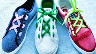 〔靴紐の結び方〕中央のバツとサイドの縦線が特徴の靴ひもの通し方　平ひも編　how to tie shoelaces 〔生活に役立つ！〕