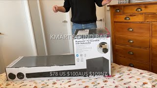 Kmart Anko Bluetooth Tv Soundbar with Subwoofer unboxing and review