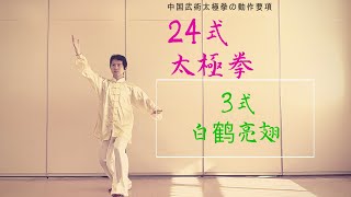 24式太極拳 3式 「白鶴亮翅 /báihèliàngchì /ばいふぅりぁんちぃ」ershisi taijiquan 二十四式