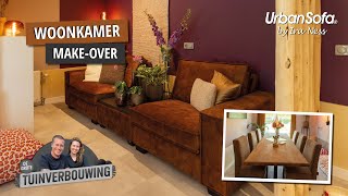 UrbanSofa | Merano sofa met bijpassende hocker en Olav eetkamerfauteuils met Giulia eettafel | S6E37