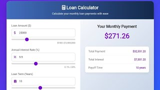 Loan Calculator using HTML CSS JavaScript | EMI Calculator Project with Source Code