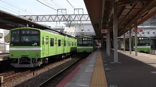 【3編成ほぼ同時発車】JR西日本 201系x3 久宝寺発車