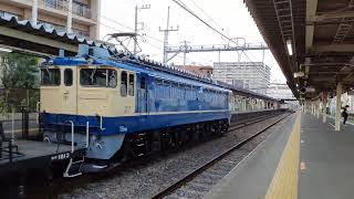 【宇都宮配給（復路）】EF65 1102＋ホキ3両が蓮田駅1番線を通過するシーン（配8937レ）2023.07.26