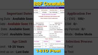 BSF Constable Tradesman New Vacancy 2023 #shorts