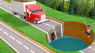 I Build Secret Underground Water Slide Car Into Giant Pit Swimming Pool House